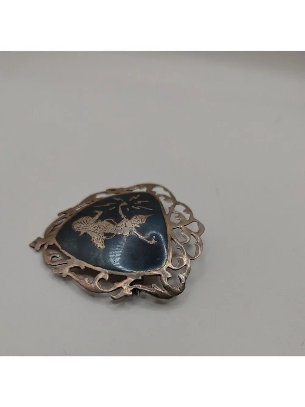 1930's brooch dancer Heart Open work Siam sterling Openwork